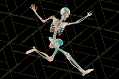 Neon Skeleton Clipart PNG, Patterned Skull Art, Halloween Product Image 4
