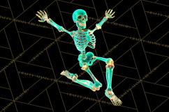 Neon Skeleton Clipart PNG, Patterned Skull Art, Halloween Product Image 5