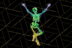 Neon Skeleton Clipart PNG, Patterned Skull Art, Halloween Product Image 5