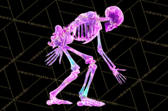 Neon Skeleton Clipart PNG, Patterned Skull Art, Halloween Product Image 2