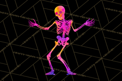 Neon Skeleton Clipart PNG, Patterned Skull Art, Halloween Product Image 5