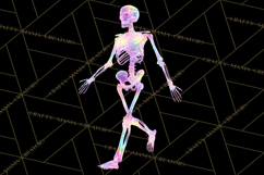Neon Skeleton Clipart PNG, Patterned Skull Art, Halloween Product Image 2