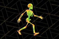 Neon Skeleton Clipart PNG, Patterned Skull Art, Halloween Product Image 2