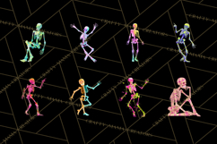 Neon Skeleton Clipart PNG, Patterned Skull Art, Halloween Product Image 5