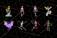 Neon Skeleton Clipart PNG, Patterned Skull Art, Halloween Product Image 6