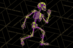 Neon Skeleton Clipart PNG, Patterned Skull Art, Halloween Product Image 3