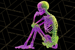 Neon Skeleton Clipart PNG, Patterned Skull Art, Halloween Product Image 4