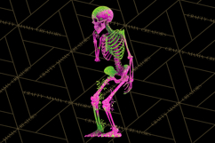 Neon Skeleton Clipart PNG, Patterned Skull Art, Halloween Product Image 5