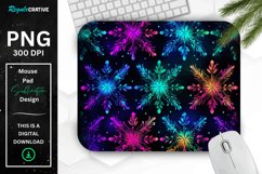 Neon Snowflake Pattern Mouse Pad Product Image 1