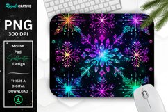 Neon Snowflake Pattern Mouse Pad Product Image 1