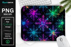 Neon Snowflake Pattern Mouse Pad Product Image 1