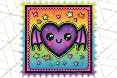 Neon Halloween Clipart Postage Stamps, Cute Spooky PNGs Product Image 4