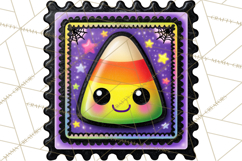 Neon Halloween Clipart Postage Stamps, Cute Spooky PNGs Product Image 3
