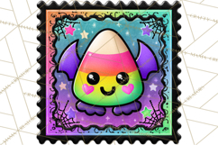 Neon Halloween Clipart Postage Stamps, Cute Spooky PNGs Product Image 4