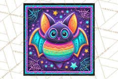 Neon Halloween Clipart Postage Stamps, Cute Spooky PNGs Product Image 5