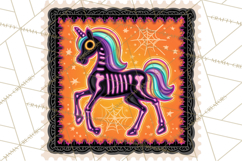 Neon Halloween Clipart Postage Stamps, Cute Spooky PNGs Product Image 5