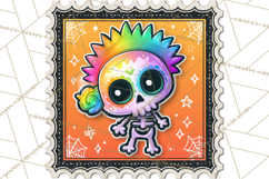Neon Halloween Clipart Postage Stamps, Cute Spooky PNGs Product Image 3
