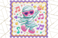 Neon Halloween Clipart Postage Stamps, Cute Spooky PNGs Product Image 2