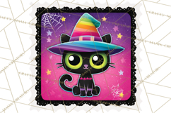 Neon Halloween Clipart Postage Stamps, Cute Spooky PNGs Product Image 5
