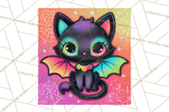 Neon Halloween Clipart Postage Stamps, Cute Spooky PNGs Product Image 3