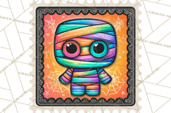 Neon Halloween Clipart Postage Stamps, Cute Spooky PNGs Product Image 4