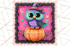 Neon Halloween Clipart Postage Stamps, Cute Spooky PNGs Product Image 5