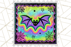 Neon Halloween Clipart Postage Stamps, Cute Spooky PNGs Product Image 3