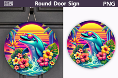 Tropical Dolphin Sunset Sign | Summer Door Decor Product Image 1