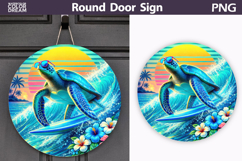 Surfing Turtle Sunset Sign | Summer Door Decor Product Image 1