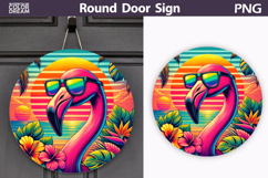 Flamingo Sunset Floral Sign | Tropical Door Decor Product Image 1