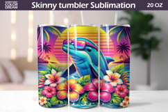 Tropical Dolphin Tumbler Wrap | Beach Summer Sublimation Product Image 1