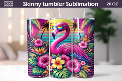 Tropical Flamingo Tumbler Wrap | Summer Beach Sublimation Product Image 1