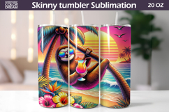 Tropical Sloth Tumbler Wrap | Summer Beach Sublimation Product Image 1