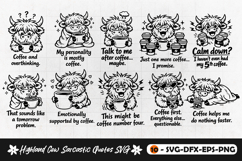 Funny Highland Cow Coffee Quotes SVG Design for T-Shirt Product Image 1