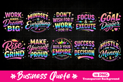 Neon Business Motivation Quotes Hustle Success PNG Product Image 1