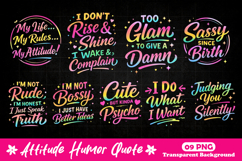 Neon Attitude Humor Quotes Sassy Girl Boss Sayings PNG Product Image 1