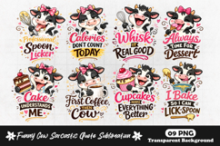 Funny Cow Dessert Sayings Cute Cartoon Cow Baking Humor PNG Product Image 1