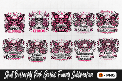 Pink Gothic Skull Butterfly Funny Quotes Sublimation PNG Product Image 1