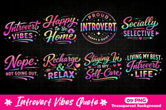 Neon Introvert Vibes Quotes Quiet Life PNG Designs Product Image 1