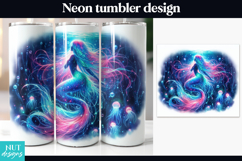 Neon Mermaid Tumbler Wrap Fantasy woman Tumbler 20oz Product Image 1