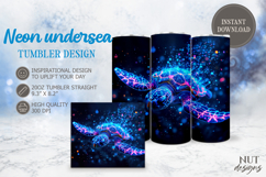 Neon Sea Turtle Tumbler Wrap underwater Tumbler 20oz Product Image 1