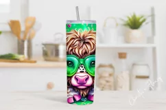 Highland Cow St Patrick's Day Tumbler Wrap PNG | St Patricks Product Image 2