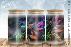 Neon weed glass can, marijuana libbey glass can sublimation Product Image 1