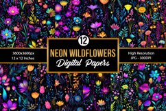 Neon Wildflowers Seamless Pattern Digital Papers Product Image 1