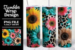 3D Neon Sunflowers Tumbler Wrap Sublimation Design Product Image 1