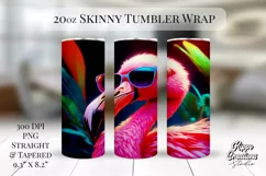 Neon Flamingo Tumbler Wrap - 20 oz Flamingo Sublimation PNG Product Image 1