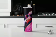 Neon Flamingo Tumbler Wrap - 20 oz Flamingo Sublimation PNG Product Image 2