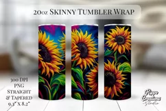 Neon Sunflower Tumbler Wrap - 20 oz Floral Tumbler Wrap Product Image 1