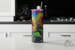 Neon Sunflower Tumbler Wrap - 20 oz Floral Tumbler Wrap Product Image 2