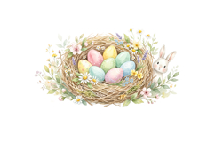 Nest &amp; Colorful Eggs Png |Forest Png Product Image 1